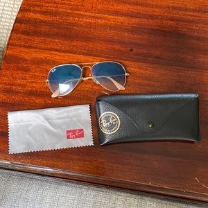 Ray Ban Aviator - Light Blue Gradient Lens with Gold Frame